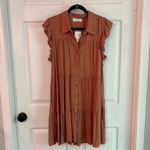 Universal Thread Rust Button-Down Midi Dress